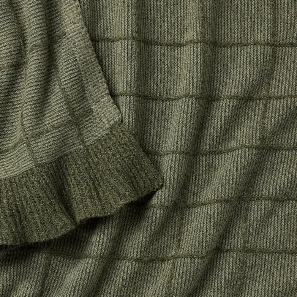 50x60 Windowpane Plaid with Ruffle Throw Blanket Green - Threshold Studio McGee